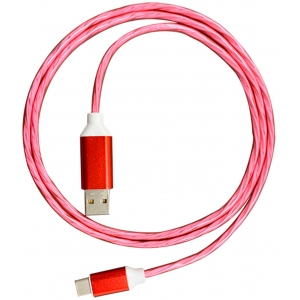 Platinet кабель USB - USB-C LED 2A 1 м, красный (45741)