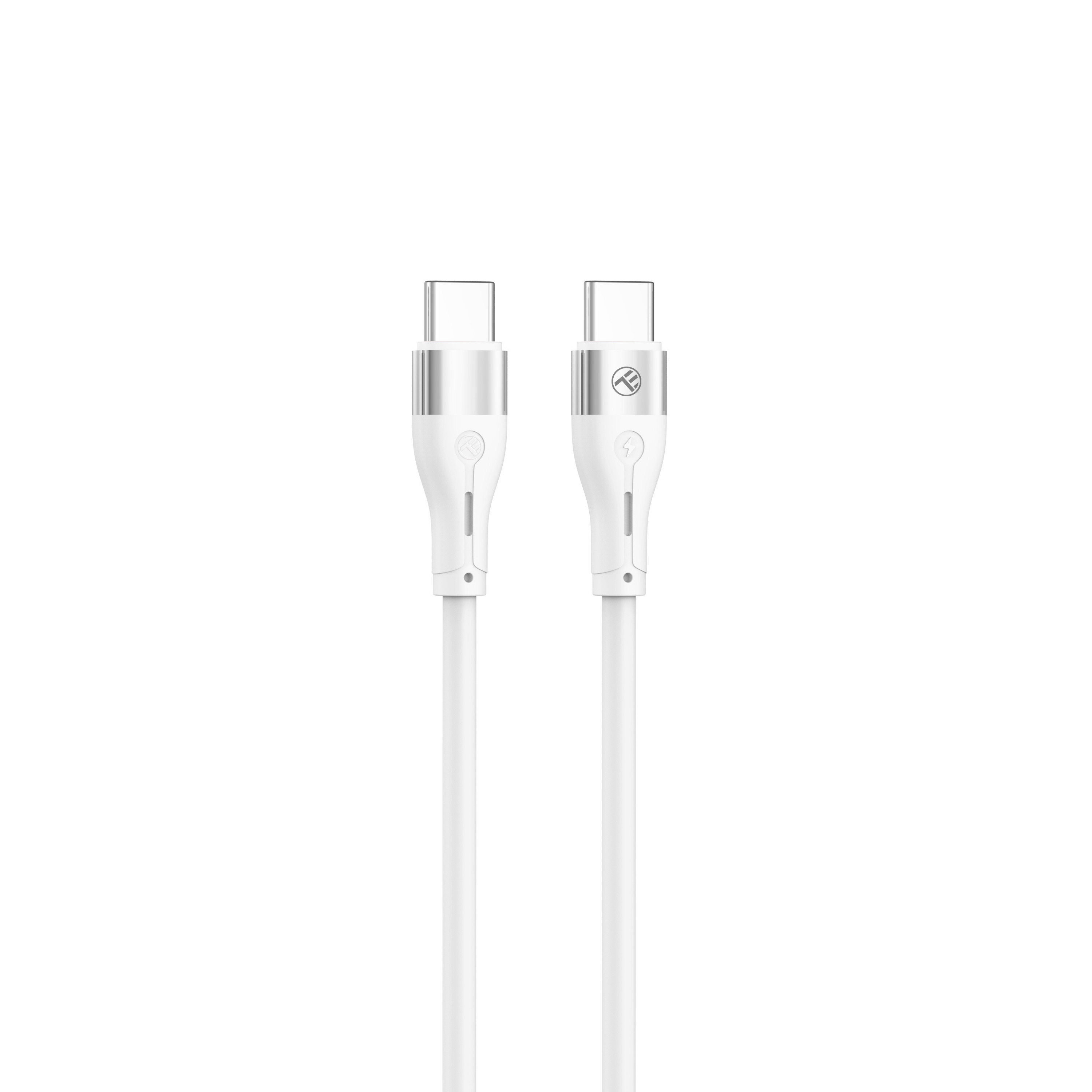 Tellur Silicone Type-C to Type-C cable PD60W 1m white