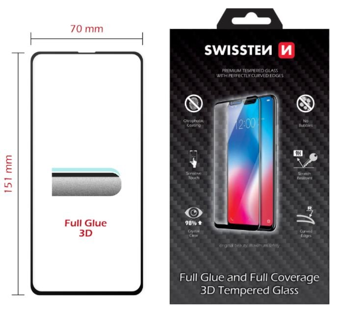 Swissten Ultra Durable Full Face Tempered Glass Apple iPhone 14 Black