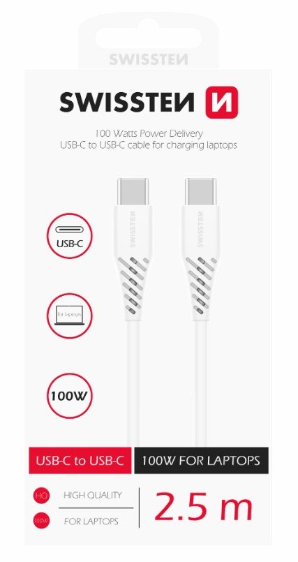 Swissten Power Delivery Data Cable USB-C to USB-C 5A (100W) 2.5m