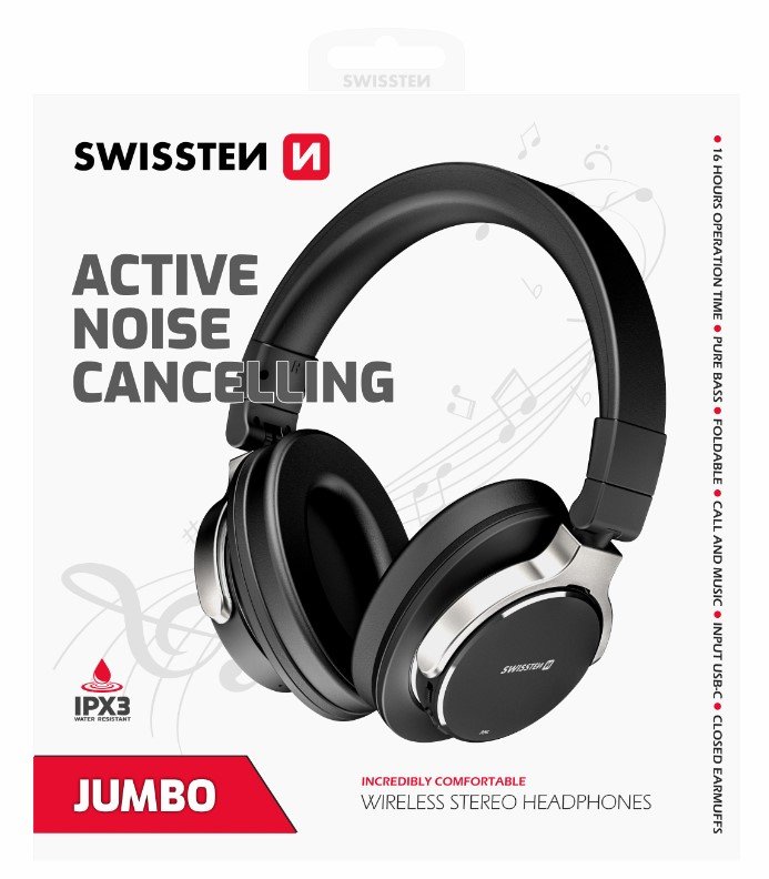 Swissten Jumbo ANC Wireless Stereo Bluetooth Headphones