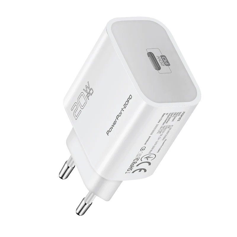 Promate PowerPort-20PD Premium Travel Charger Type-C PD 20W