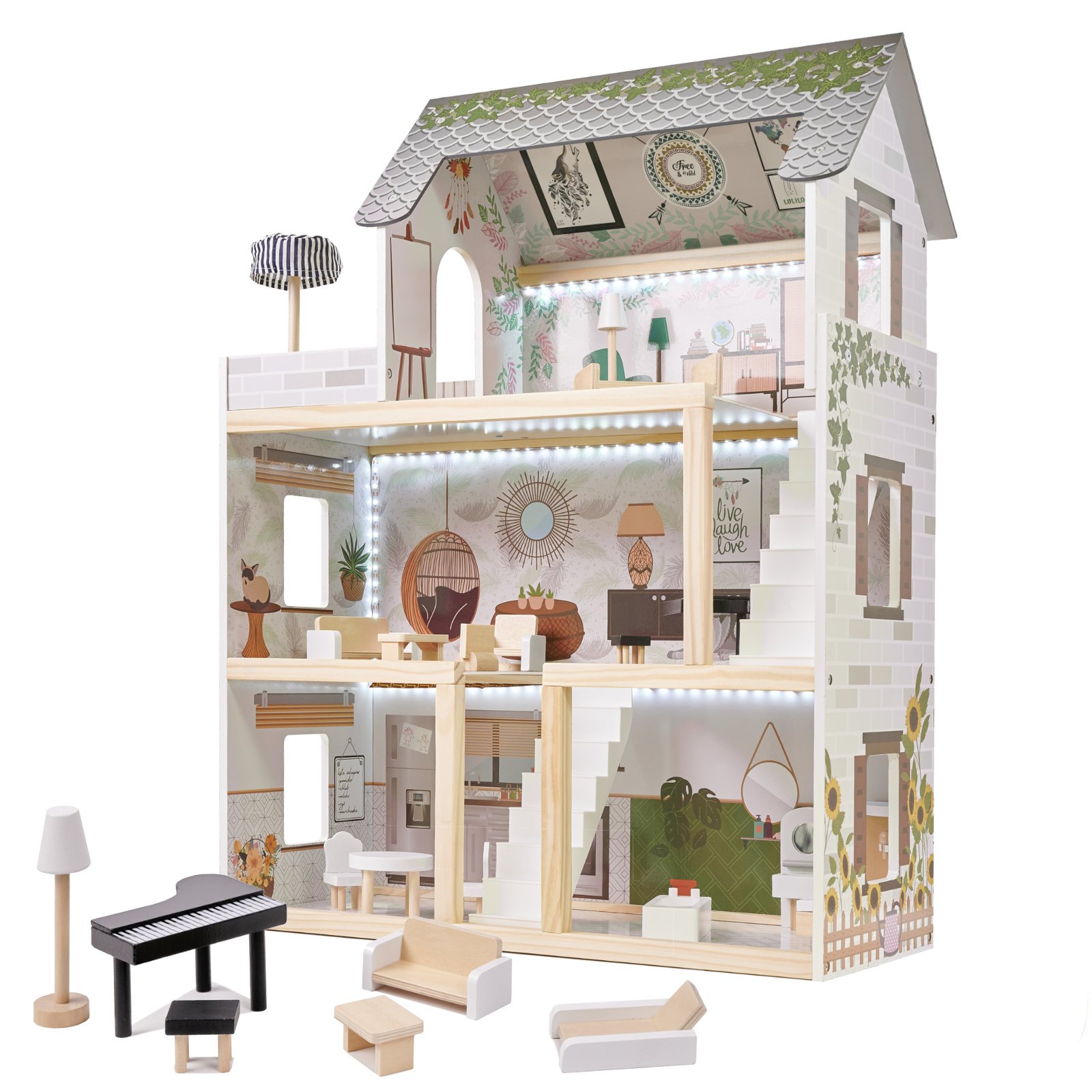 Lulilo Wooden Doll House Floro Boho70cm