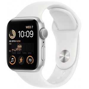 Apple Watch SE 2 GPS 40mm Sport Band, silver/white