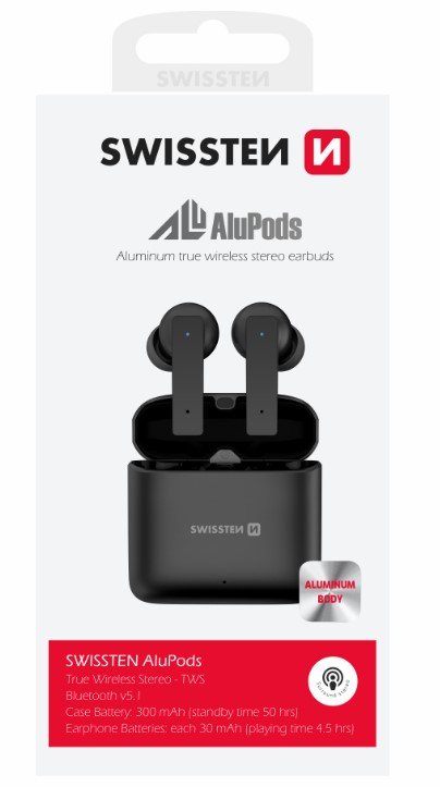 Swissten ALUPODS PRO TWS Bluetooth Stereo Earbuds with Microphone