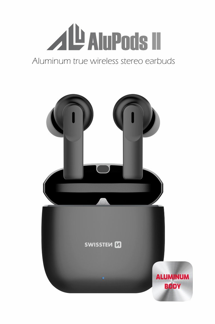 Swissten ALUPODS II TWS Bluetooth Stereo Earbuds with Microphone