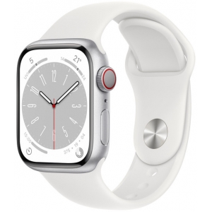 Apple Watch 8 GPS + Cellular 41mm Sport Band, silver/white (MP4A3EL/A)