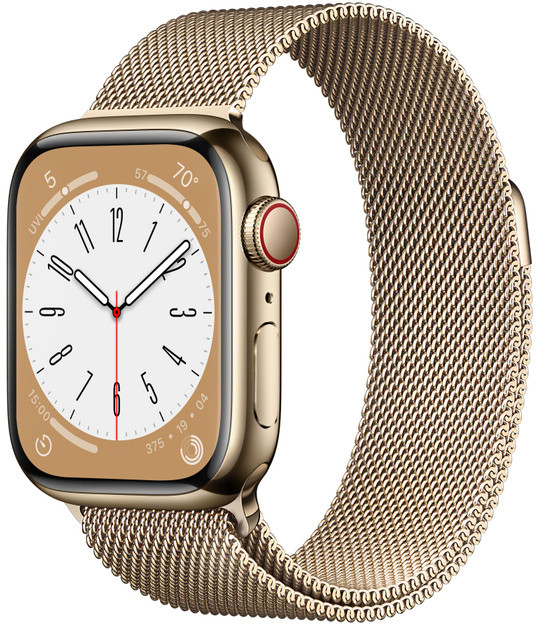 Apple Watch 8 GPS + Cellular 41mm Stainless Steel Milanese Loop, gold (MNJF3EL/A)