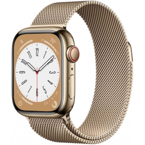 Apple Watch 8 GPS + Cellular 41mm Stainless Steel Milanese Loop, gold (MNJF3EL/A)