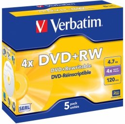 Verbatim Blank  DVD+RW SERL 4.7GB 4x 5 Pack Jewel