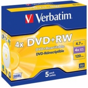 Verbatim Blank  DVD+RW SERL 4.7GB 4x 5 Pack Jewel