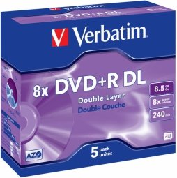 Verbatim Blank DVD+R DL  8.5GB Double Layer 8x AZO 5 Pack Jewel