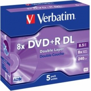 Verbatim Матрицы DVD+R DL 8.5GB Double Layer 8x AZO 5 Pack Jewel
