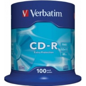 Verbatim Blank CD-R 700MB 1x-52X Extra Protection, 100 Pack Spindle