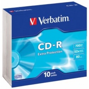Verbatim Blank CD-R 700MB 1x-52x Extra Protection Surface 10 Pack Slim