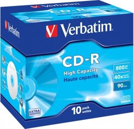 Verbatim Blank CD-R 800MB 1x-40x Extra Protection, 10 Pack Jewel