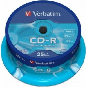Verbatim Blank CD-R 700MB 1x-52x Extra Protection, 25 Pack Spindle
