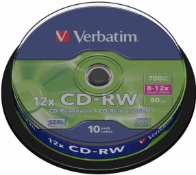 Verbatim Blank CD-RW SERL 700MB 12x, 10 Pack Spindle