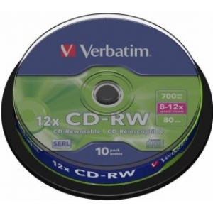 Verbatim Blank CD-RW SERL 700MB 12x, 10 Pack Spindle
