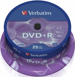 Verbatim Blank DVD+R AZO 4.7GB 16x 25 Pack, Spindle