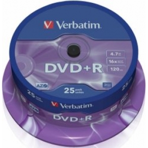 Verbatim Blank DVD+R AZO 4.7GB 16x 25 Pack, Spindle