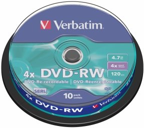 Verbatim BlankDVD-RW SERL  4.7GB 4x 10 Pack Spindle