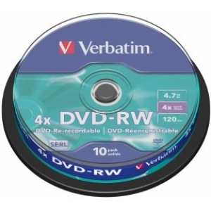Verbatim BlankDVD-RW SERL  4.7GB 4x 10 Pack Spindle