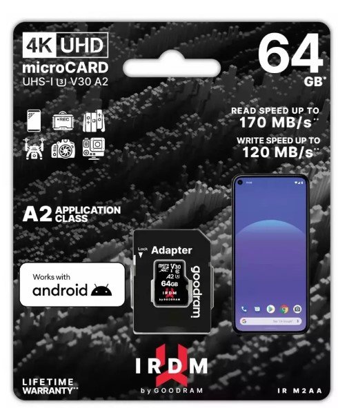 Goodram 64GB  IRDM MicroSDXC Карта памяти + Адаптер