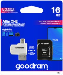 Goodram MicroSDHC class 10 UHS I 16GB  Memory Card + Card reader