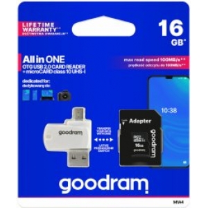 Goodram microSDHC class 10 UHS I 16GB Карта памяти + Картридер