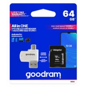 Goodram MicroSD class 10 UHS I 64GB Memory card + Card reader