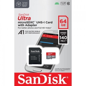 Sandisk Ultra Android microSDXC 64GB 140MB/s A1 Cl.10 UHS-I Memory card + adapter