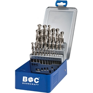 HSS-G DIN 338 FULLY-GR.LEFT TYPE LN IN METAL-BOX 25-PCS. 1.0 - 13.0 X 0.5 MM STG. / MG13 P-PLUS LEFT BOHRCRAFT