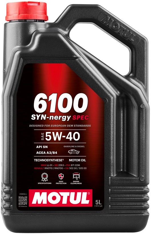 MOTUL 6100 SYN-NERGY SPEC 5W40 A3 / B4 5L