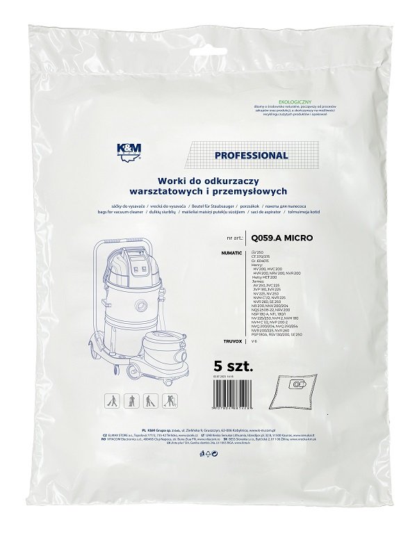 K&M KM-Q059.A NUMATIC HENRY MICRO Bags for vacuum cleaner 5 pcs.