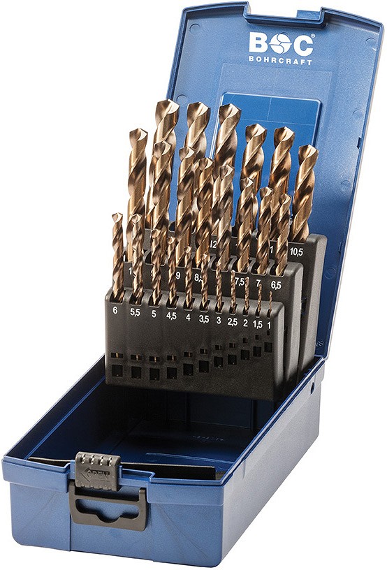 HSS-E DIN 338 COBALT TYPE N IN ABS-BOX 25-PCS. 1.0 - 13.0 X 0.5 MM INC.  /  KE13 BOHRCRAFT