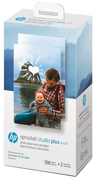 HP fotopaber + tindikassett Sprocket Studio Plus 4x6" 108 lehte