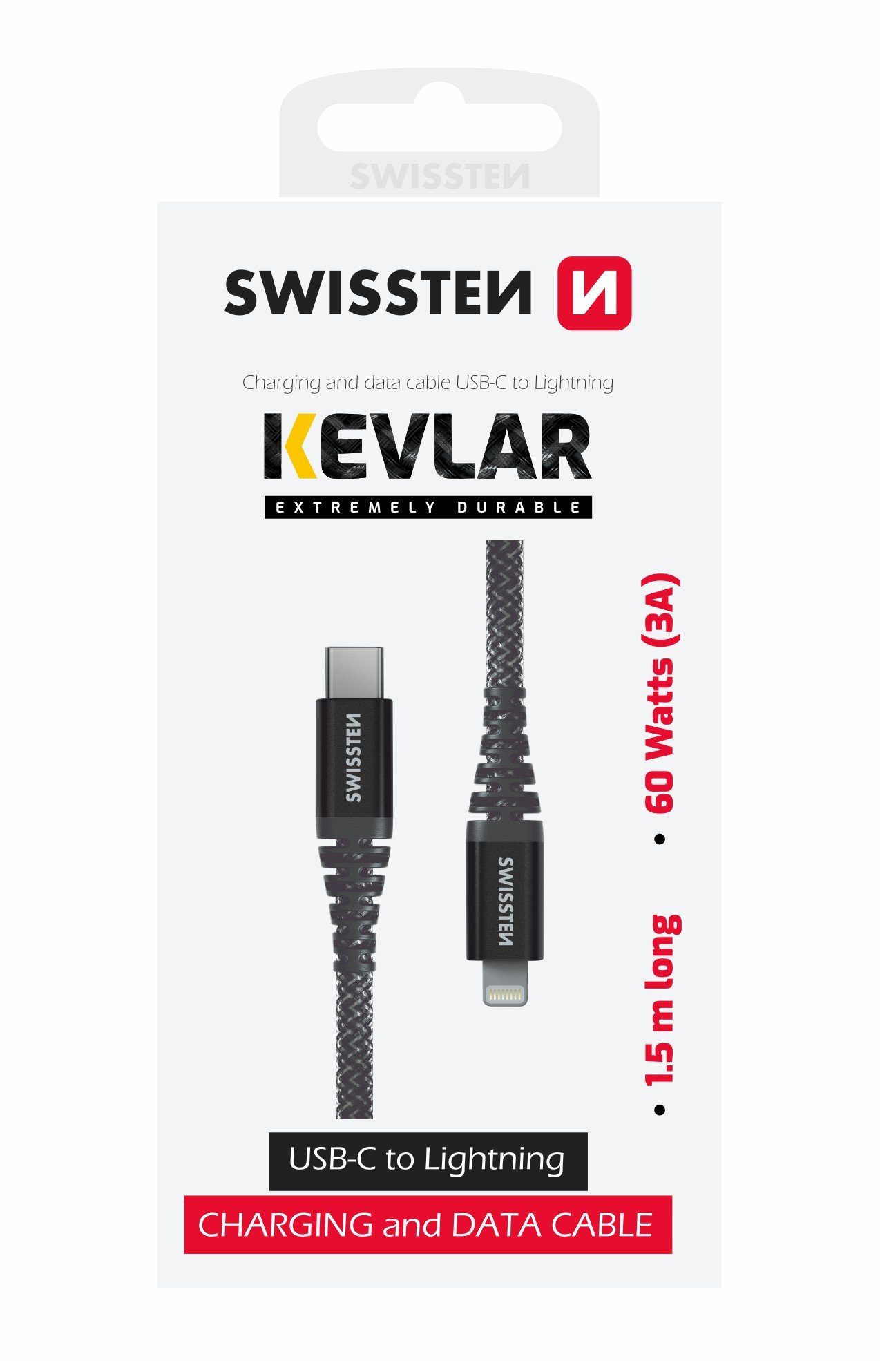 Swissten Kevlar Data Cable USB-C / Lightning 1.5m / 60w