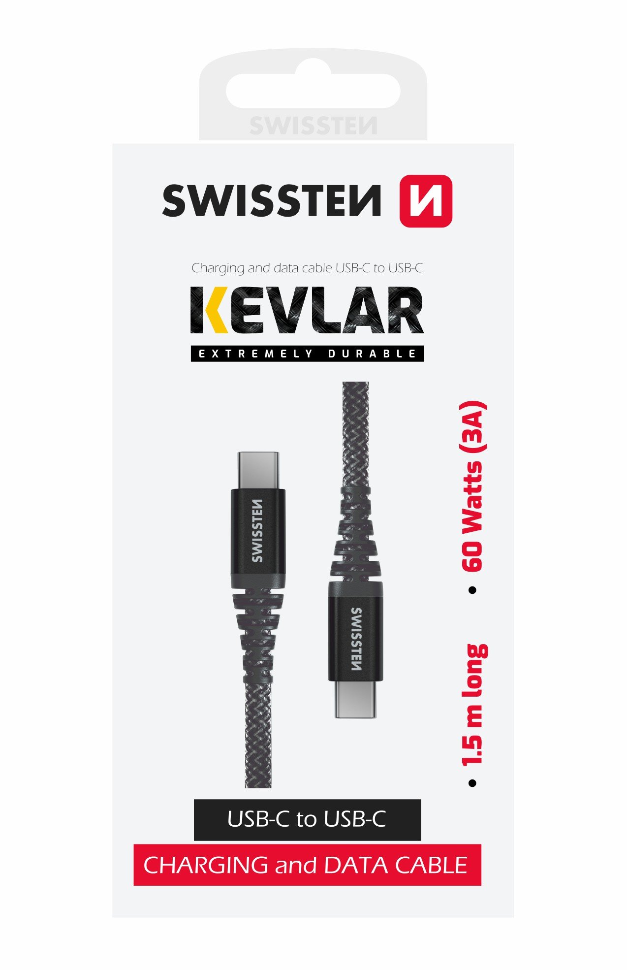 Swissten Kevlar Data Cable USB-C / USB-C / 1.5m / 60w
