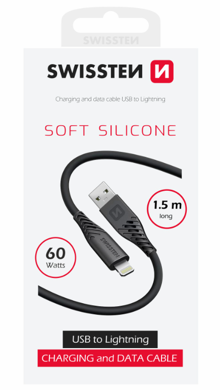 Swissten Soft Silicone Провод USB / Lightning 1.5m / 60w