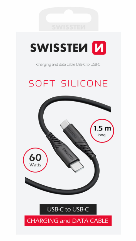 Swissten Soft Silicone Data Cable USB-C / USB-C / 1.5m / 60w