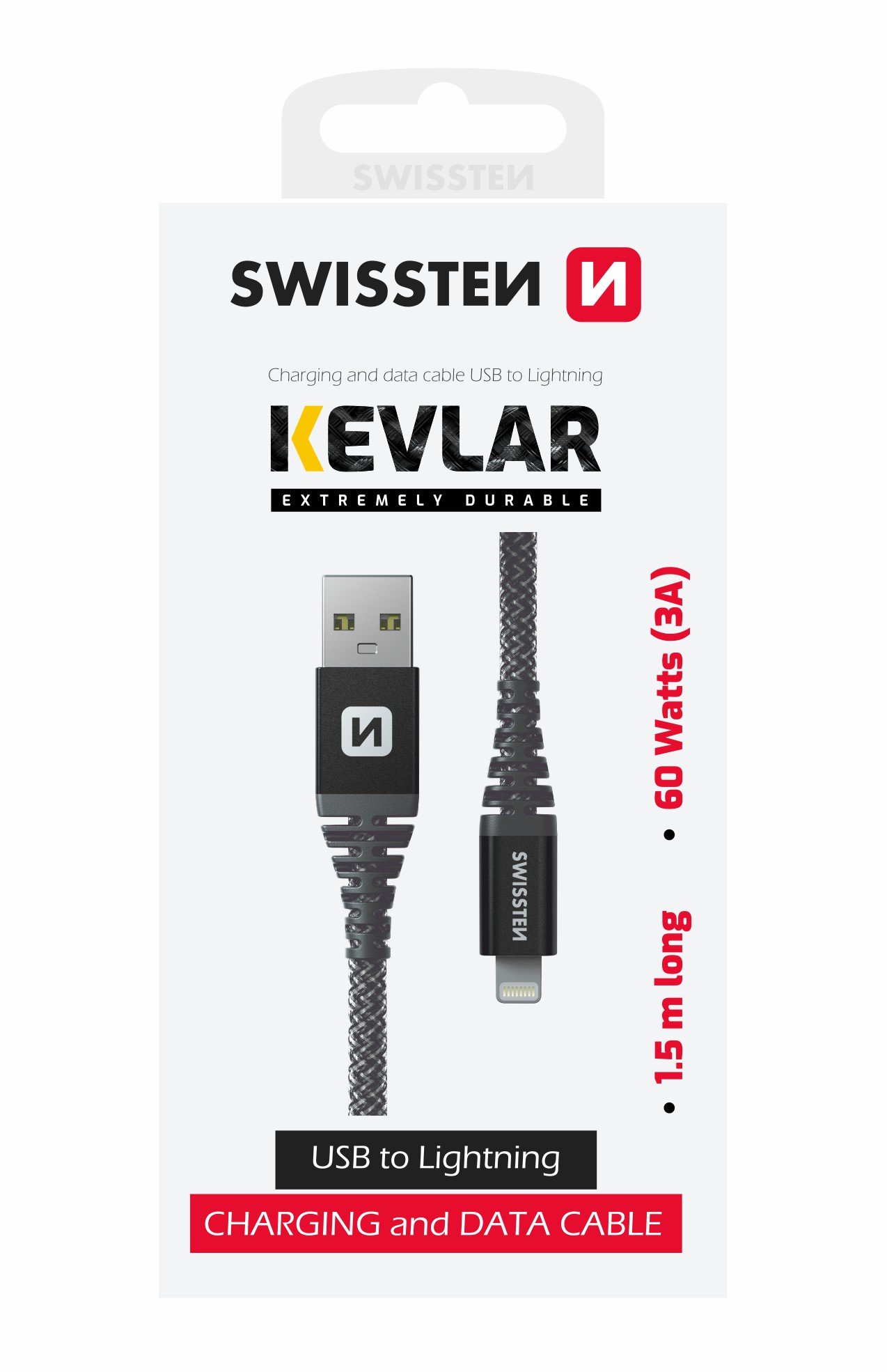 Swissten Kevlar Провод USB / Lightning 1.5m / 60w