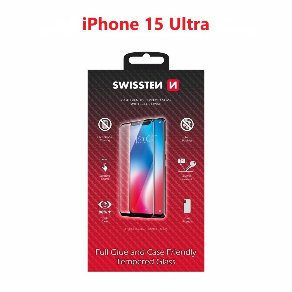 Swissten Full Face Tempered Glass Защитное стекло для экрана Apple iPhone 15 Pro