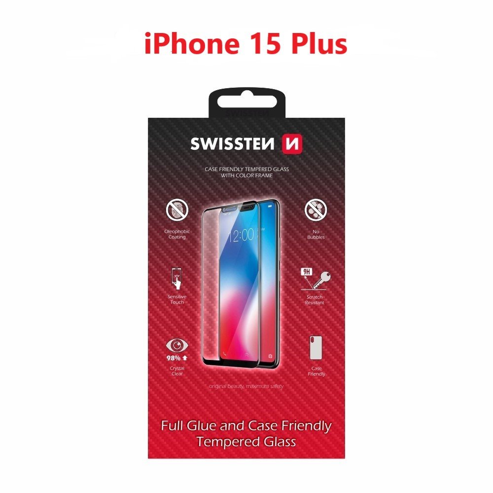 Swissten Full Face Tempered Glass for Apple iPhone 15 Plus