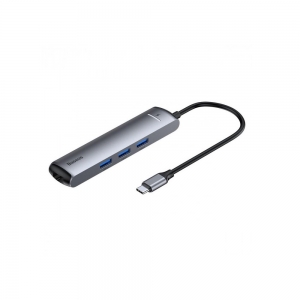 Baseus CAHUB-J0G 6 in 1 Приставка для MacBook / 1 x HDMI / 3 x USB 3.0 / USB-C / RJ45 / PD