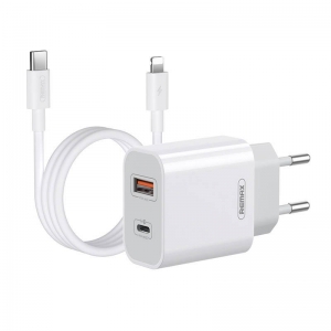 Remax RP-U68 Wall charger + Lightning cable / USB-C / USB / 20W