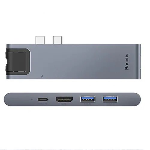 Baseus CAHUB-L0G 7 in 1 Dock Station For MacBook / HDMI / 2 x USB 3.0 / USB-C / RJ45 / SD / Micro SD Thunderbolt C+