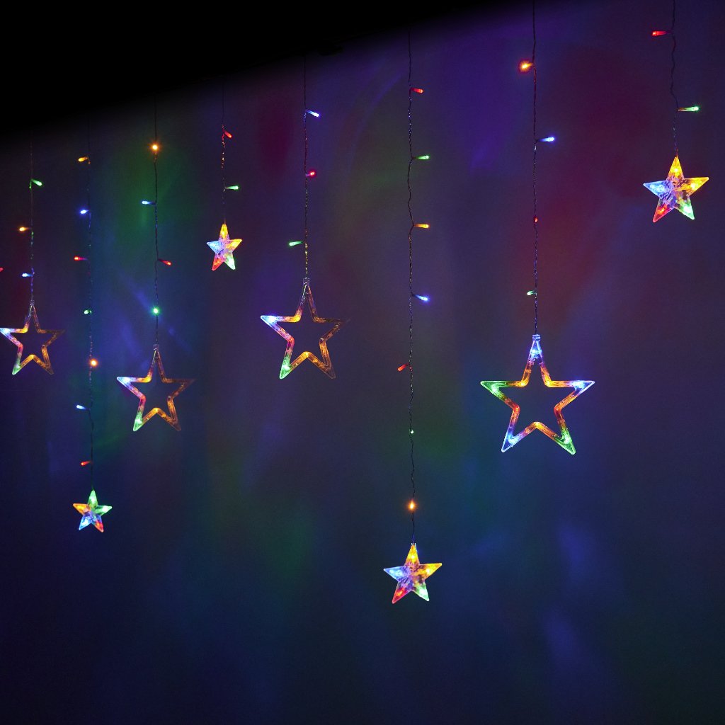 RoGer LED Lights Curtains Stars 2,5m / 138LED Multicolor