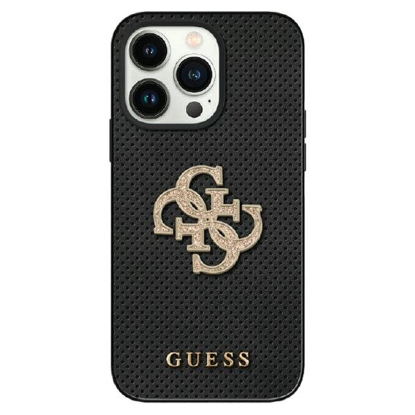 Guess Leather Perforated 4G Glitter Logo Back Case Защитный Чехол для Apple iPhone 15