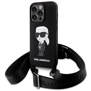 Karl Lagerfeld Crossbody Silicone Ikonik Back Case for Apple iPhone 15 Pro